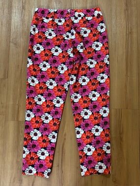 Pappagallo Floral Stretch Pants in Pink, Red & White Size 8